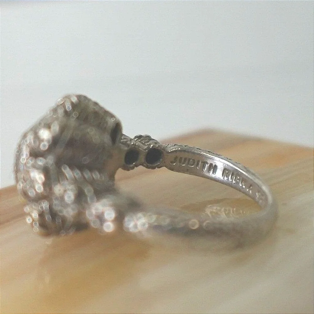 Judith Ripka Sterling Silver 925 CZ Diamond Ring Size 7.75 Cluster Halo Jewelry